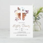 Blumenkreuz Christlich Frühlingsfest Ostern Einladung (Stehend Vorderseite)