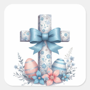 Blumenkreuz Coquette Jesus Bob Christliche Religio Quadratischer Aufkleber