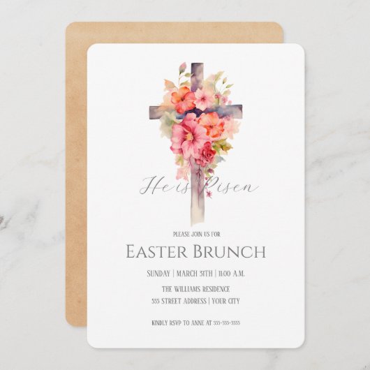 Blumenkreuz Einladung (Vorne/Hinten)