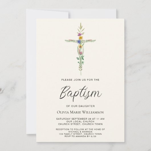 Blumenkreuz Einladung (Vorderseite)