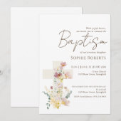 Blumenkreuz - Einladung für Mädchen (Vorne/Hinten)