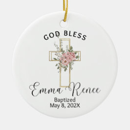 Blumenkreuz Elegante Personalisierte Taufkirche Gi Keramik Ornament