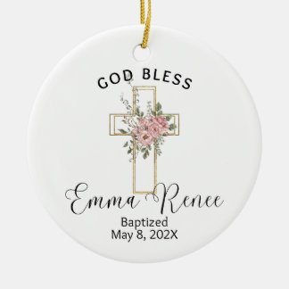Blumenkreuz Elegante Personalisierte Taufkirche Gi Keramik Ornament