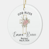 Blumenkreuz Elegante Personalisierte Taufkirche Gi Keramik Ornament (Links)