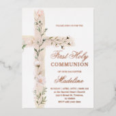Blumenkreuz Erste Heilige Kommune Folieneinladung (Vorderseite)