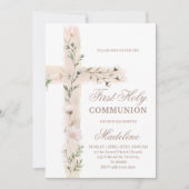 Blumenkreuz Erste Kommune Einladung (Vorderseite)