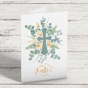 Blumenkreuz – Frohe Ostern – Personalisierbar Feiertagskarte