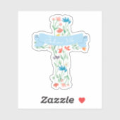 Blumenkreuz John 3:16 Aufkleber (Blatt)