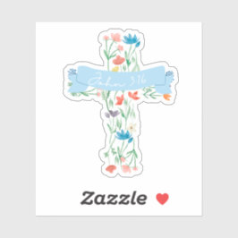 Blumenkreuz John 3:16 Aufkleber