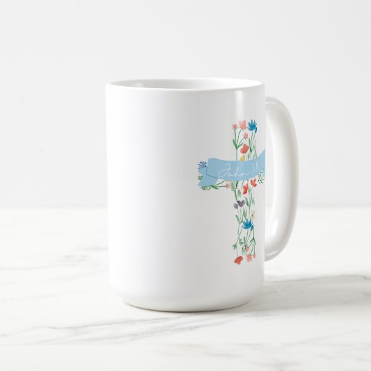 Blumenkreuz John 3:16 Kaffeetasse (VorderseiteRechts)