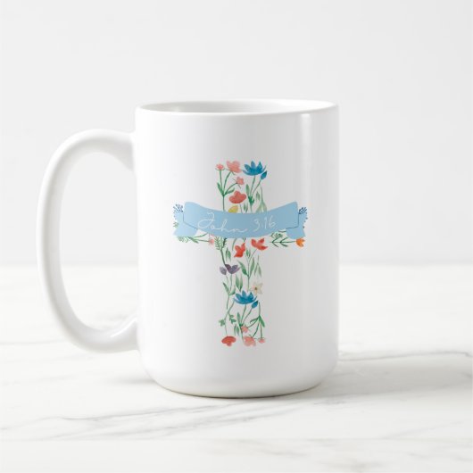 Blumenkreuz John 3:16 Kaffeetasse (Links)