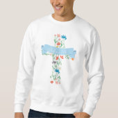 Blumenkreuz John 3:16 Unisex Sweatshirt (Vorderseite)