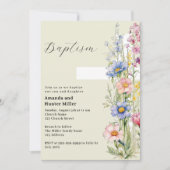 Blumenkreuz Junge Zwillinge rosa blaue Taufe Einladung (Vorderseite)