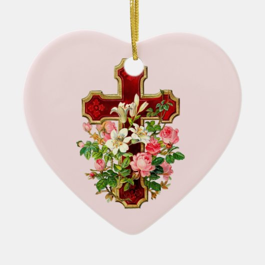Blumenkreuz Keramikornament (Vorne)