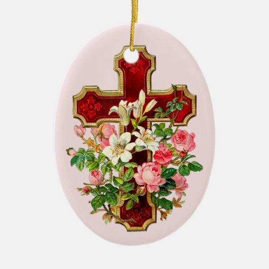 Blumenkreuz Keramikornament (Vorne)