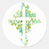 Blumenkreuz Klassischer runder Aufkleber (Vorderseite)