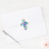 Blumenkreuz Klassischer runder Aufkleber (Umschlag)