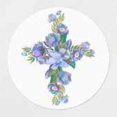 Blumenkreuz Klassischer runder Aufkleber (Design 2)