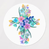 Blumenkreuz Klassischer runder Aufkleber (Design 1)