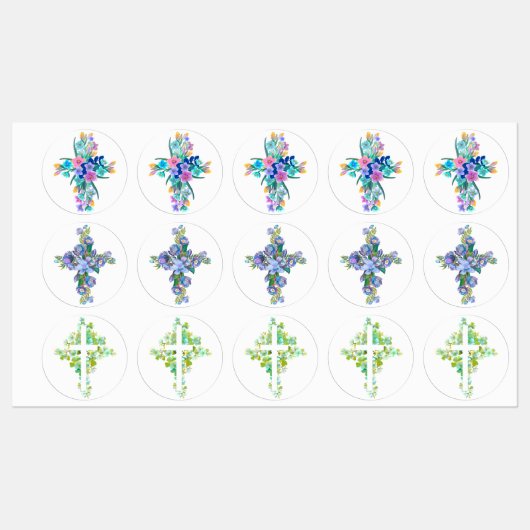 Blumenkreuz Klassischer runder Aufkleber (Blatt)