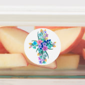Blumenkreuz Klassischer runder Aufkleber (Befestigt)