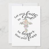 Blumenkreuz mit Christlichem Zitat - eine gute Kar Einladung (Vorderseite)