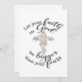 Blumenkreuz mit Christlichem Zitat - eine gute Kar Einladung (Vorne/Hinten)