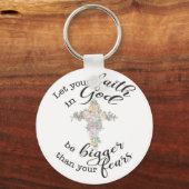 Blumenkreuz mit Christlichem Zitat Schlüsselanhänger (Vorderseite)