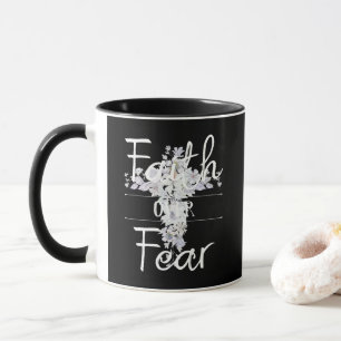Blumenkreuz mit Christlichem Zitat Tasse