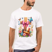 Blumenkreuz mit Coquette Bow und Huhn T-Shirt (Vorderseite)