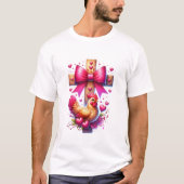 Blumenkreuz mit Coquette Bow und Huhn T-Shirt (Vorderseite)