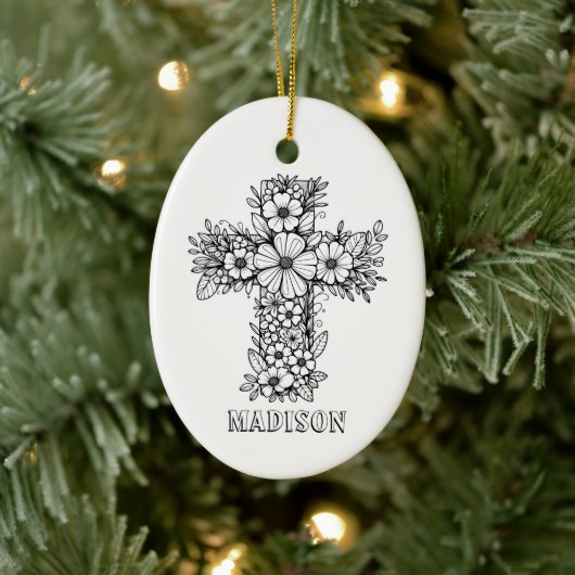 Blumenkreuz Religiös kreieren Sie Ihren eigenen Sa Keramik Ornament (Baum)