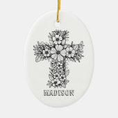 Blumenkreuz Religiös kreieren Sie Ihren eigenen Sa Keramik Ornament (Vorne)