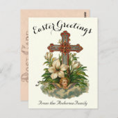 Blumenkreuz und Cherub Vintag Ostern Religiös Postkarte (Vorne/Hinten)