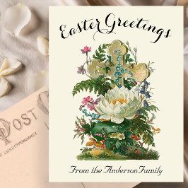 Blumenkreuz und Ferns Vintag Ostern Religiös Postkarte