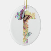 Blumenkreuz und Schmetterlinge Keramik Ornament (Rechts)