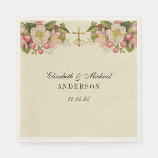 Blumenkreuz Vintager Kirschblüten Serviette