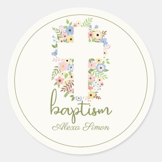 Blumenkreuz - weiche Pastelle Runder Aufkleber (Vorderseite)