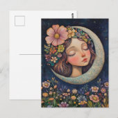 Blumenkrone & Halbmond Postkarte (Vorne/Hinten)