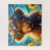 Blumenkrone Highland-Kuh Puzzle (Vertikal)