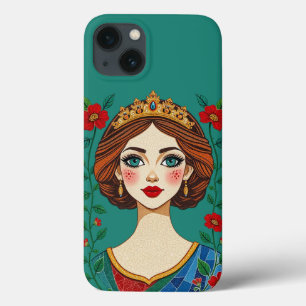 Blumenkrone Prinzessin Türkiser Hintergrund Case-Mate iPhone Hülle