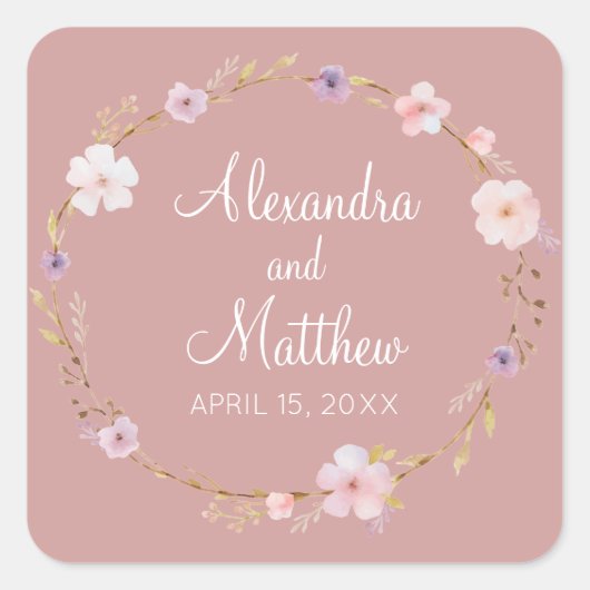 Blumenkrone Quadratischer Aufkleber (Vorderseite)