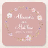 Blumenkrone Rechteckiger Pappuntersetzer (Vorderseite)