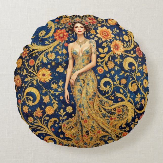 Blumenkrone Rundes Kissen (Vorderseite)