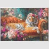 Blumenkrone Tiger Orange Vintage Couch Decoupage Seidenpapier (Vorderseite)