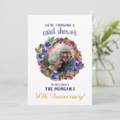 Blumenkronen-Foto-Bilderrahmen-Dusche Jubiläum Einladung (Stehend Vorderseite)