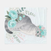 Blumenkronen-Graue Katze Fleecedecke (Vorderseite (Horizontal))