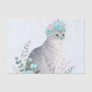 Blumenkronen-Graue Katze Seidenpapier