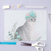 Blumenkronen-Graue Katze Seidenpapier (Handwerk)