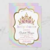 Blumenkronen, Holographische Babydusche Einladung (Vorne/Hinten)